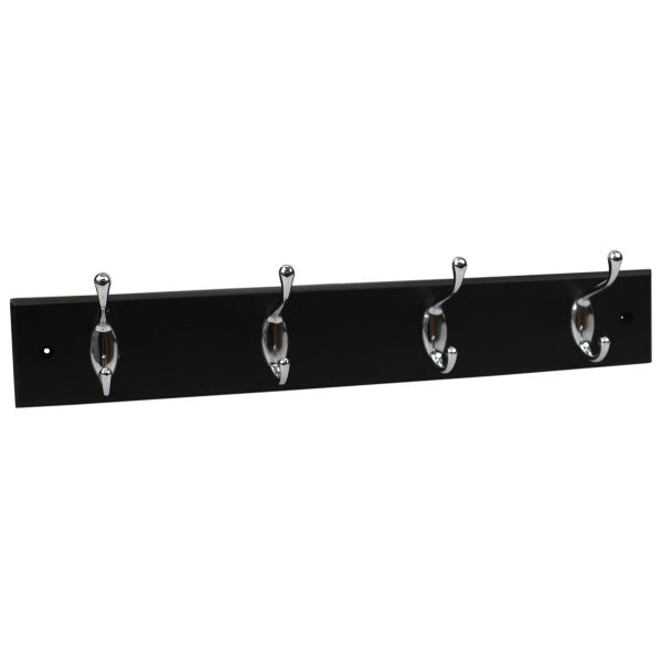 Home Basics 4 Double Hook Wall Mounted Hanging Rack， Black