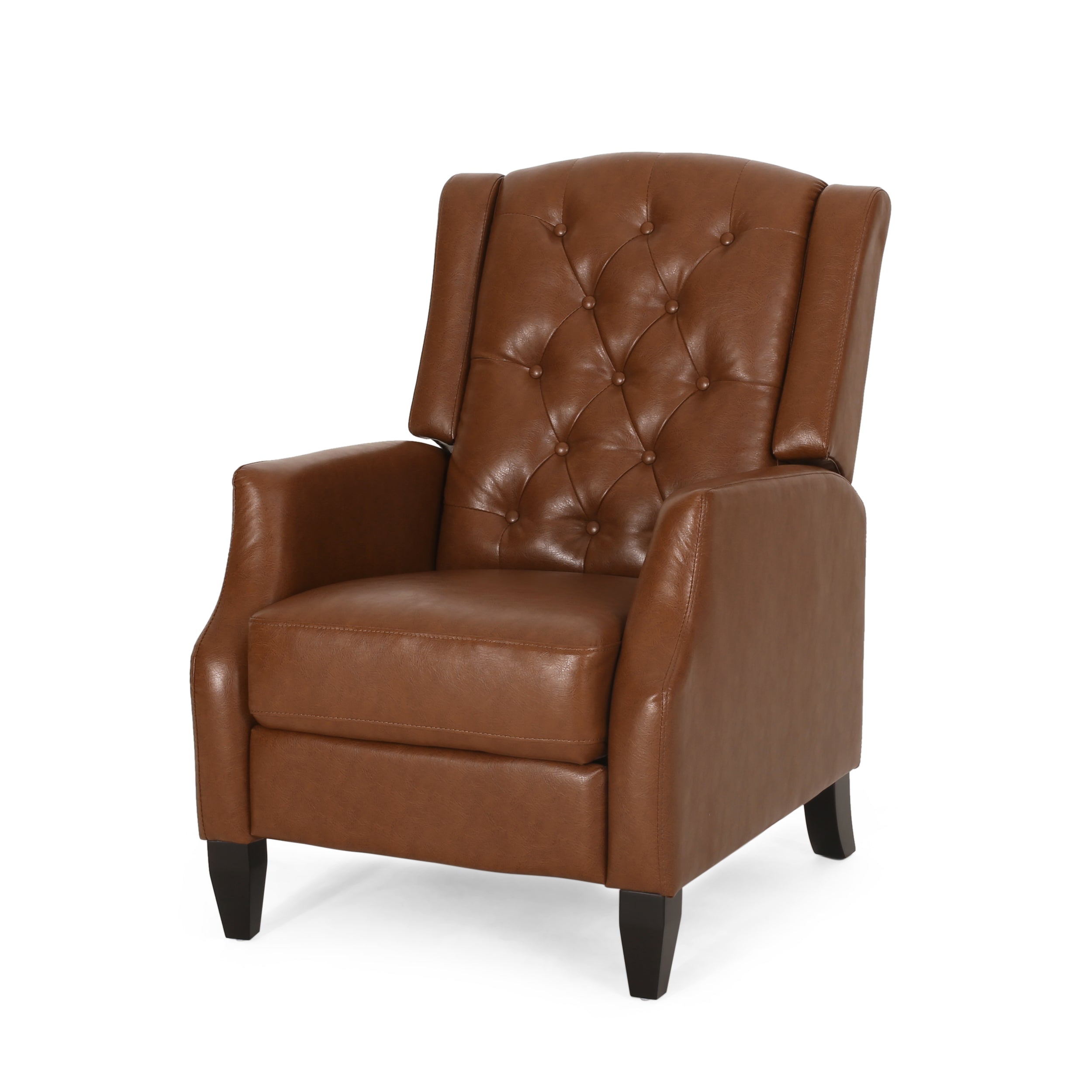 Loubar Contemporary Faux Leather Tufted Pushback Recliner