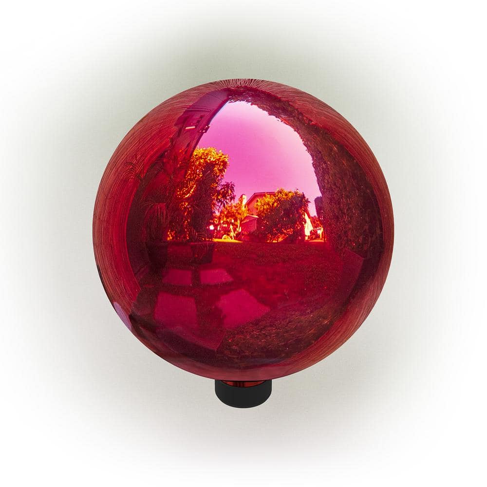 Alpine Corporation 10 in. Dia Indoor/Outdoor Glass Gazing Globe Yard Decoration, Red GLB292RD