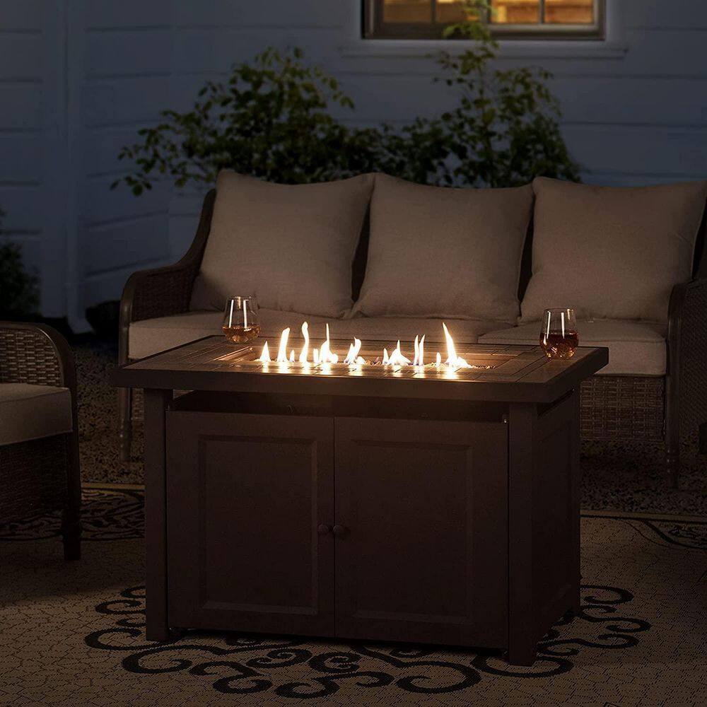 Sunjoy AmberCove Hartnell 40 in. W Outdoor Rectangular Steel Propane Firepit Table A302008600