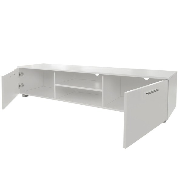 TV Stand Media Console Entertainment Center Table， 2 Storage Cabinet with Open Shelves for 70