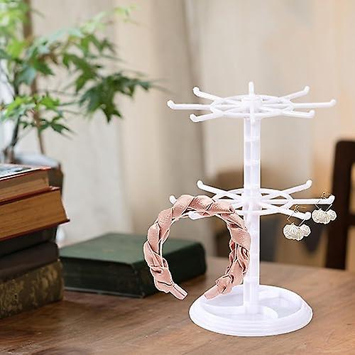 Keychain Display Stand， Rotating Necklace Holder， 2 Tier Display Stand， Space Saving Jewelry Display