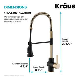 KRAUS Britt Single-Handle Pull Down Kitchen Faucet with Dual Function Sprayer in Brushed GoldMatte Black KPF-1690BGMB