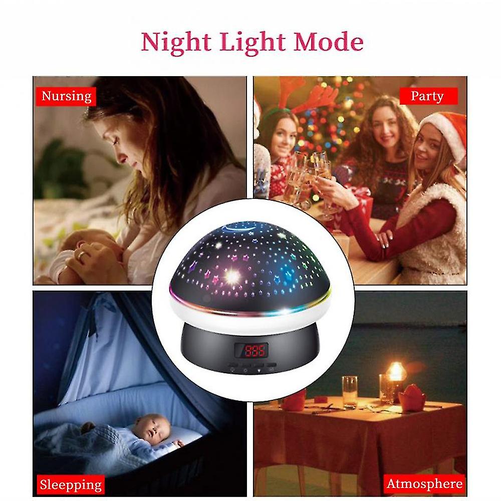 Mushroom Shaped Rotating Led Night Light Projector Baby Kids Bedside Moon Star Lamp Gift With Remote Control