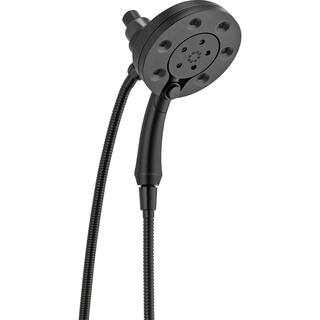 Delta In2ition 4-Spray Patterns 2.50 GPM 5.72 in. Wall Mount Dual Shower Heads in Matte Black 58472-BL