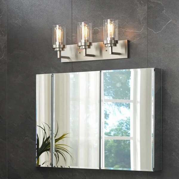 KAWOTI 3 Light Bathroom Vanity Light with Clear Glass Shade