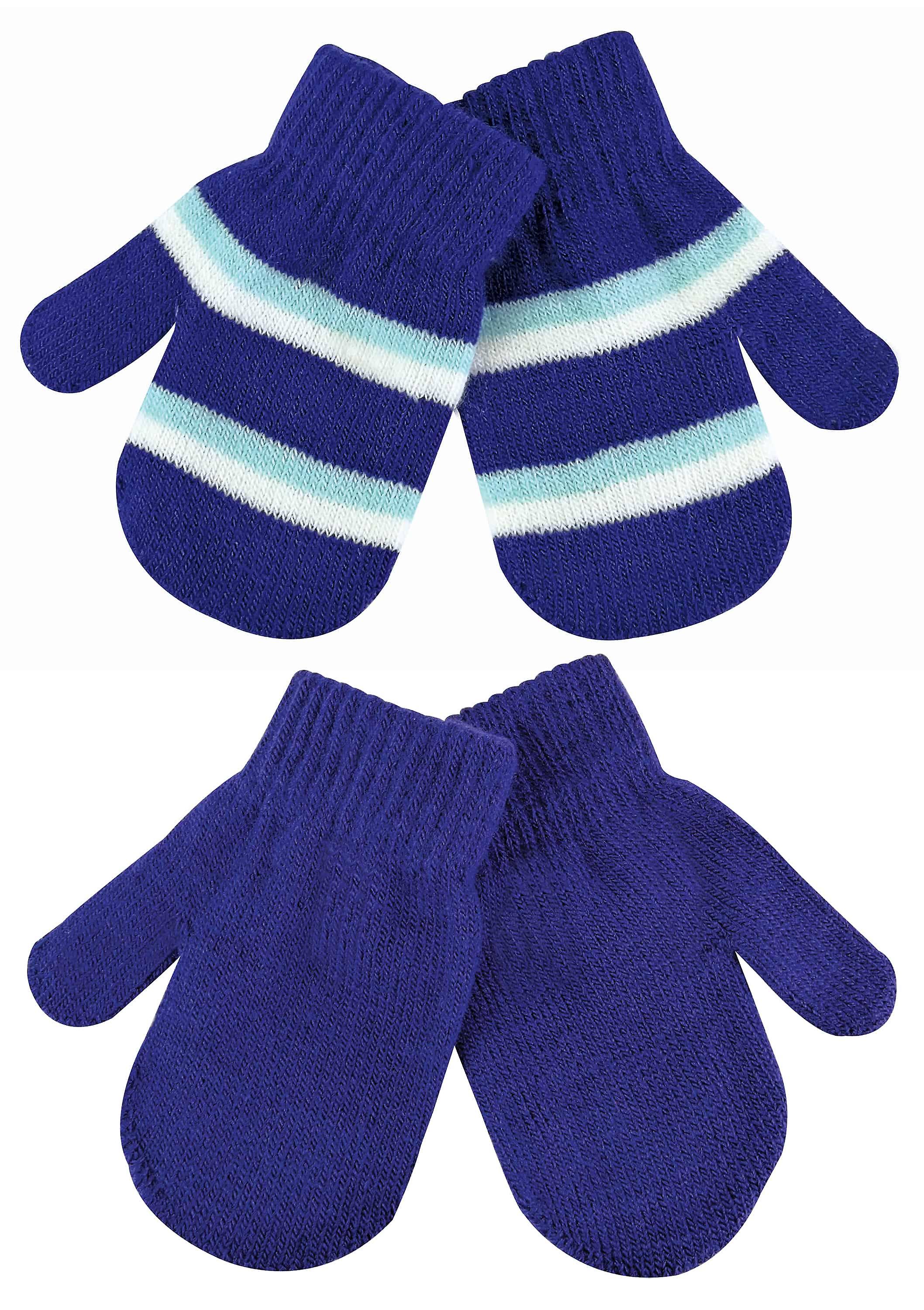 2 Pk baby thin insulated soft striped mittens