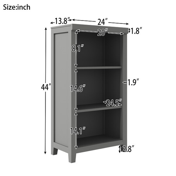 3-Tier Open Shelf Bookcase Storage Cabinet Nightstand - - 36259139