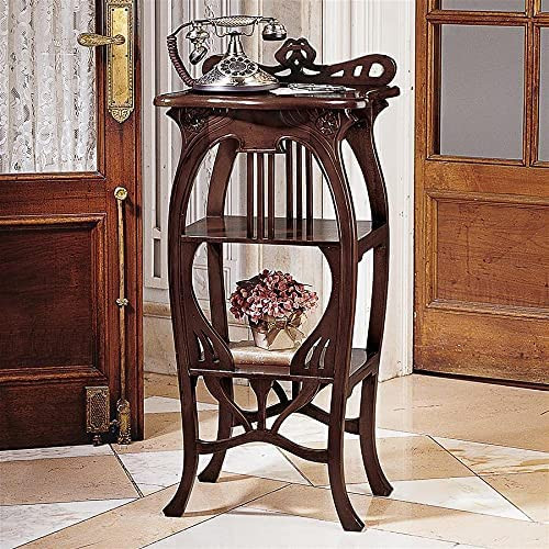 Traditional End Table  Harp Design With Hand Carved Fretwork and Open Shelves   Tropical   Outdoor Side Tables   by Declusia  Houzz