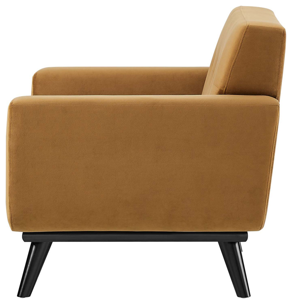 Armchair Accent Chair  Brown  Velvet  Modern  Mid Century Hotel Lounge Cafe   Midcentury   Armchairs And Accent Chairs   by House Bound  Houzz