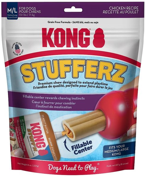 KONG Stufferz Chicken Dog Treats， 8-oz bag， Medium/Large