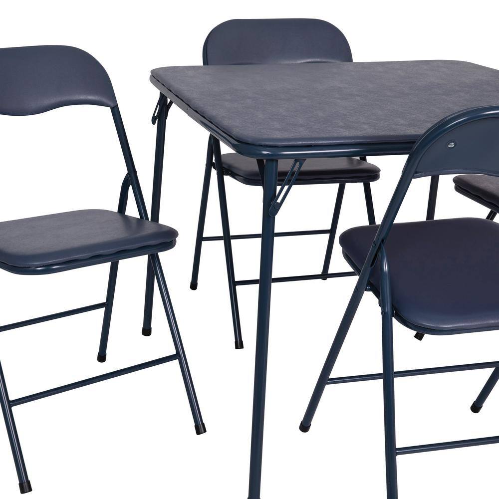 Carnegy Avenue 5-Piece Navy Folding Card Table and Chair Set CGA-JB-500009-NA-HD