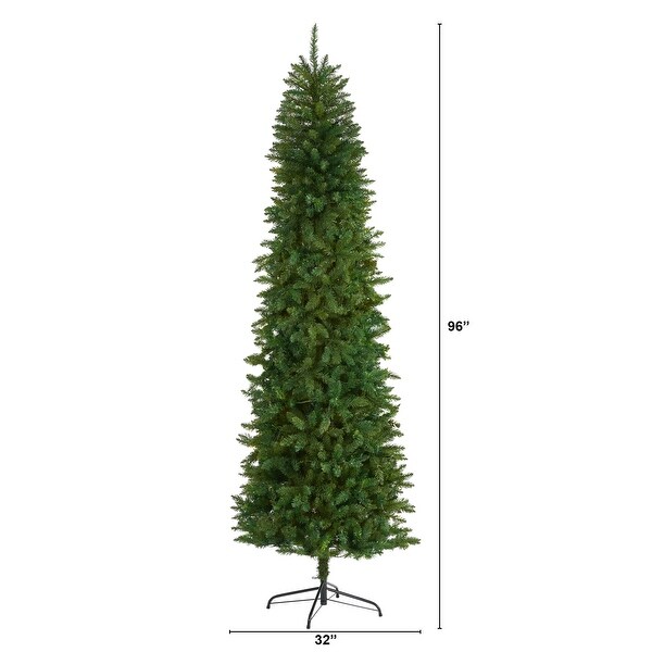 8' Slim Green Mountain Pine Artificial Christmas Tree with 1348 Bendable Branches