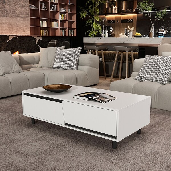 Contemporary Coffee Table with No-Handle Design Hallway Table Console