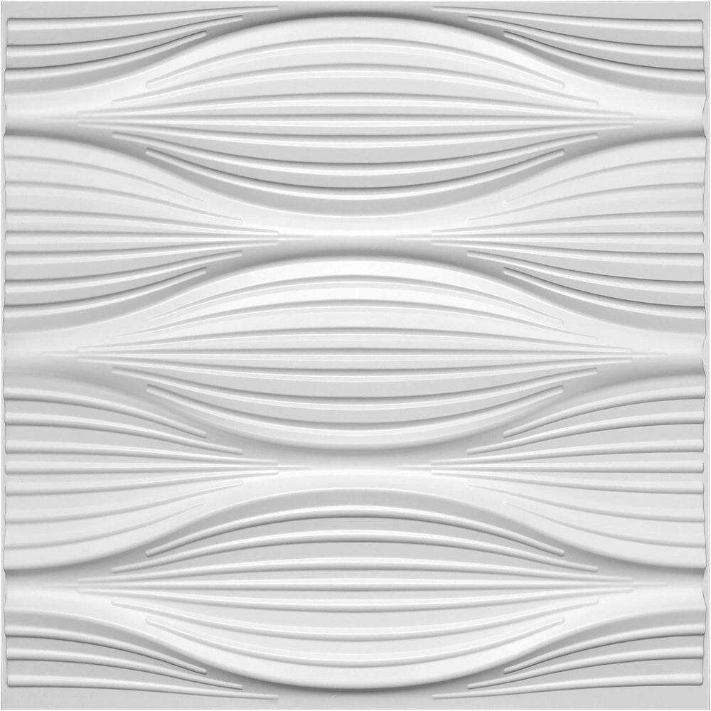 Dundee Deco Falkirk Ross 225 in. x 19.7 in. x 19.7 in. White PVC Wave 3D Decorative Wall Panel RSHDD130