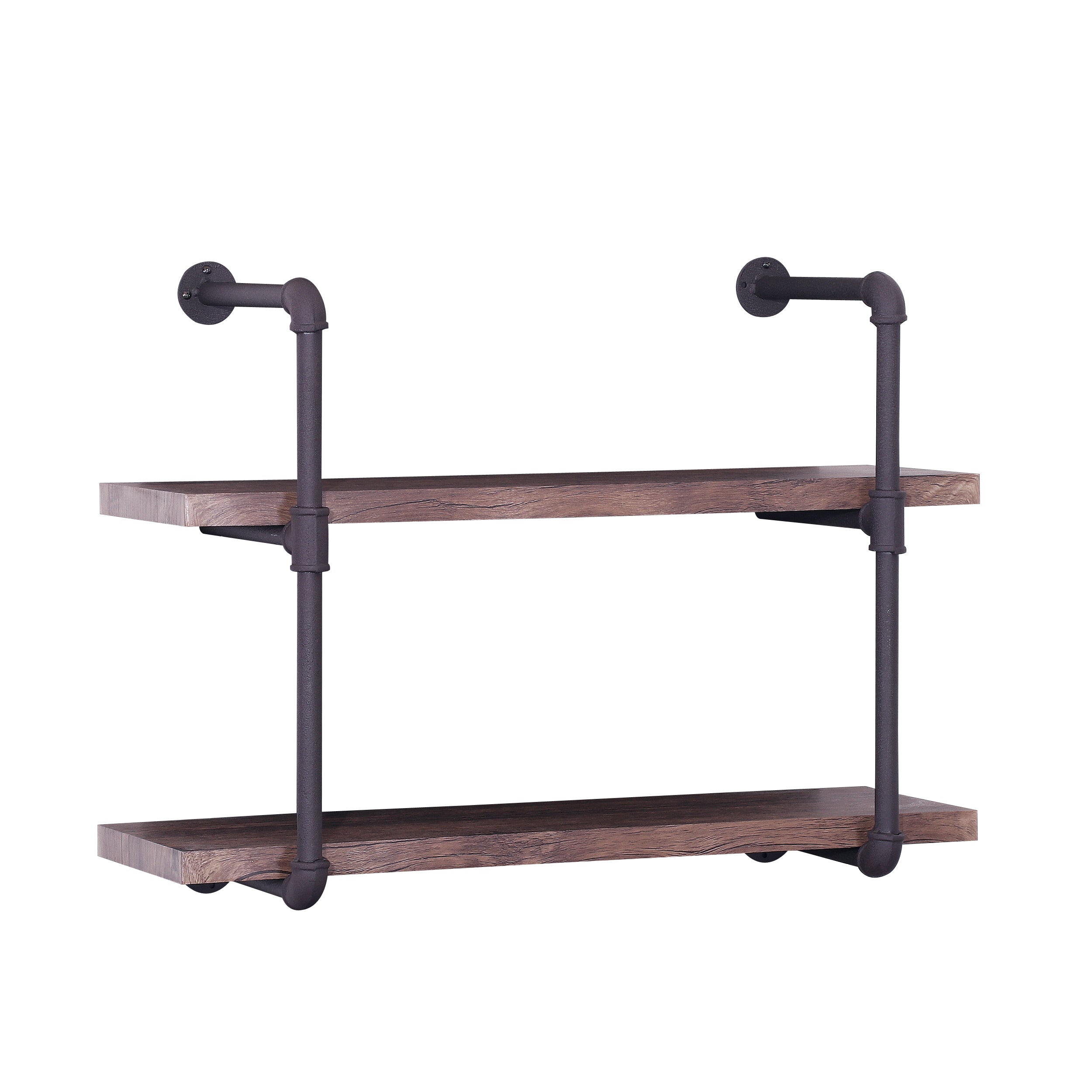 Caden 2 Shelf Industrial Pipe Design Wall Mount Floating Shelf