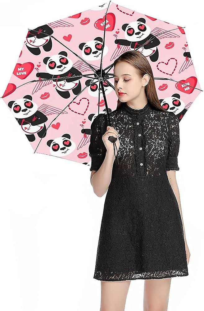 Colourlife Travel Umbrella Panda Cupid Automatic Windproof Foldable Umbrella For Sun and Rain