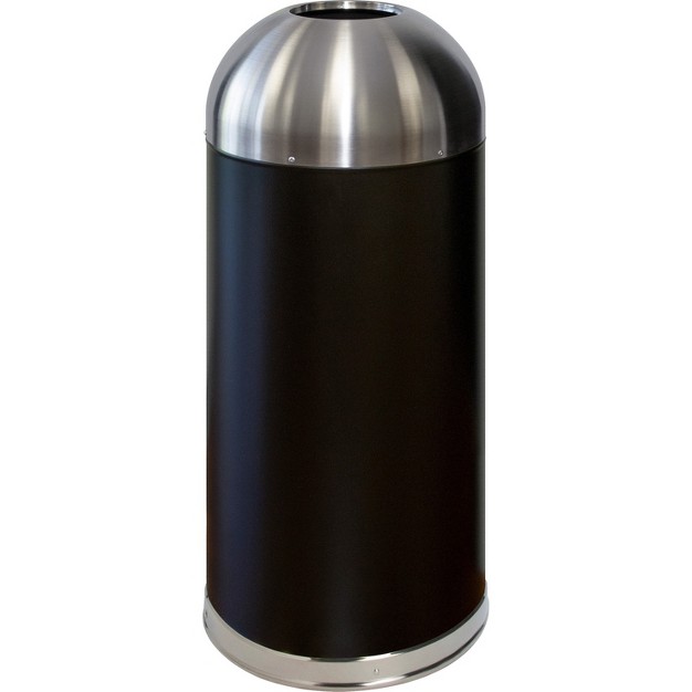 Genuine Joe Trash Receptacle Domed Top 15 Gal Black silver 58896