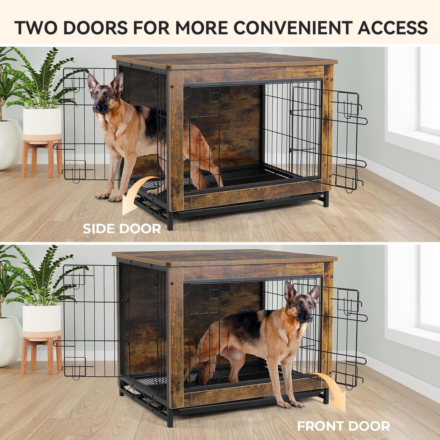 Dog Crate Furniture 38.6-inch Side End Table, Dog Cage with Pull-Out Removable Tray