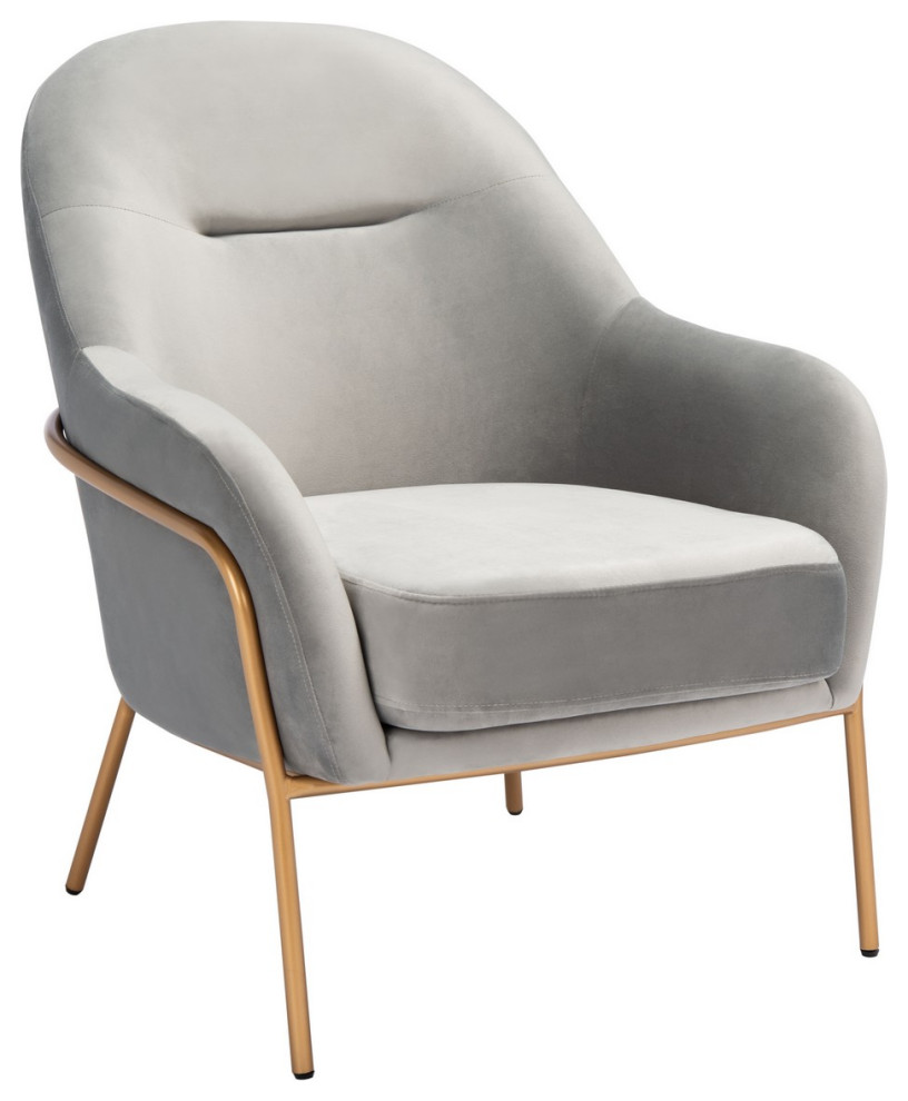 Liza Accent Chair Grey Velvet   Midcentury   Armchairs And Accent Chairs   by Peachtree Fine Furniture  Houzz