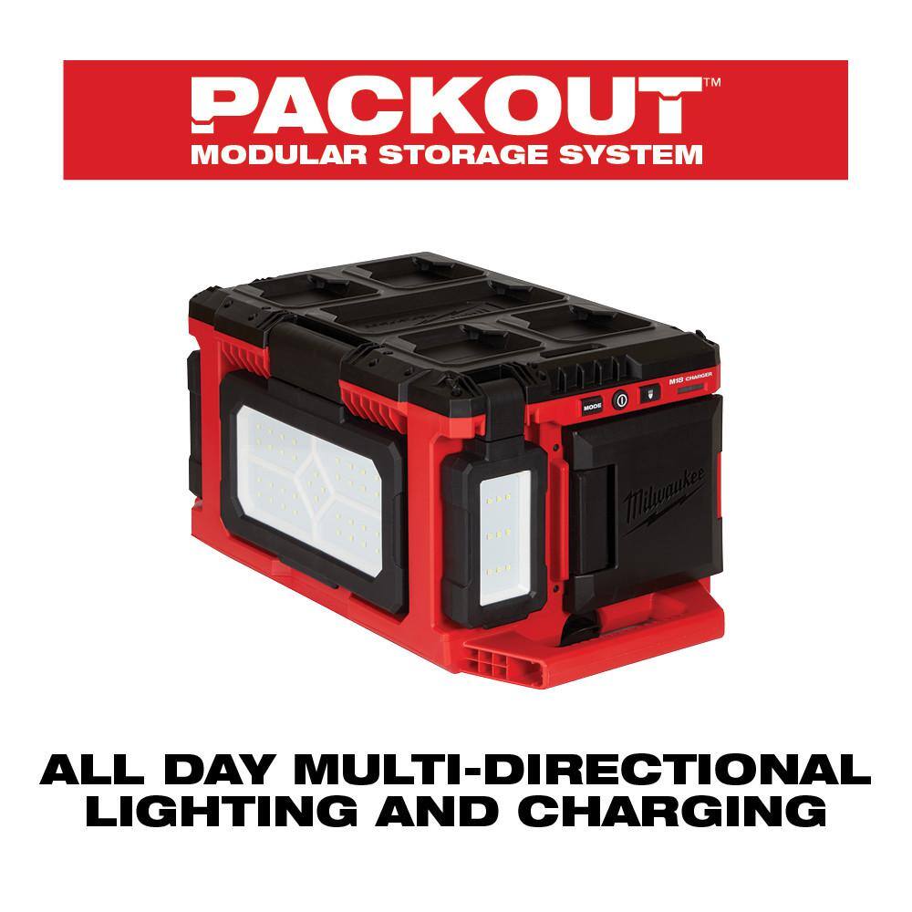 MW M18 18-Volt Lithium-Ion Cordless PACKOUT 3000 Lumens LED Light with Built-In Charger 2357-20