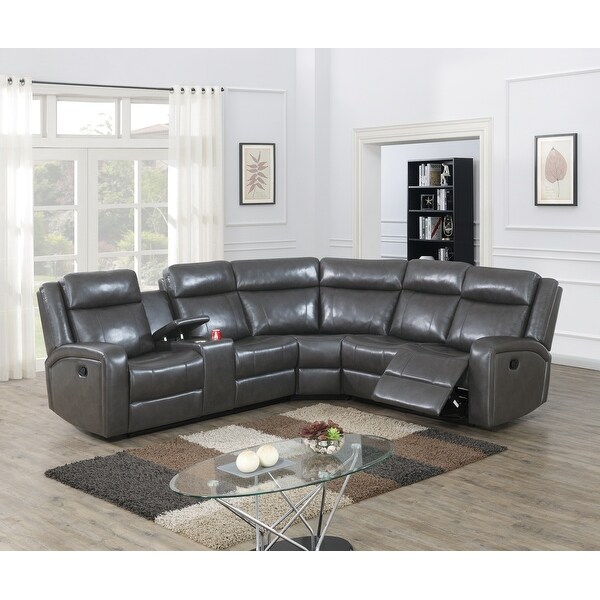 3 Pieces Gel Leatherette Manual Reclining Sectional