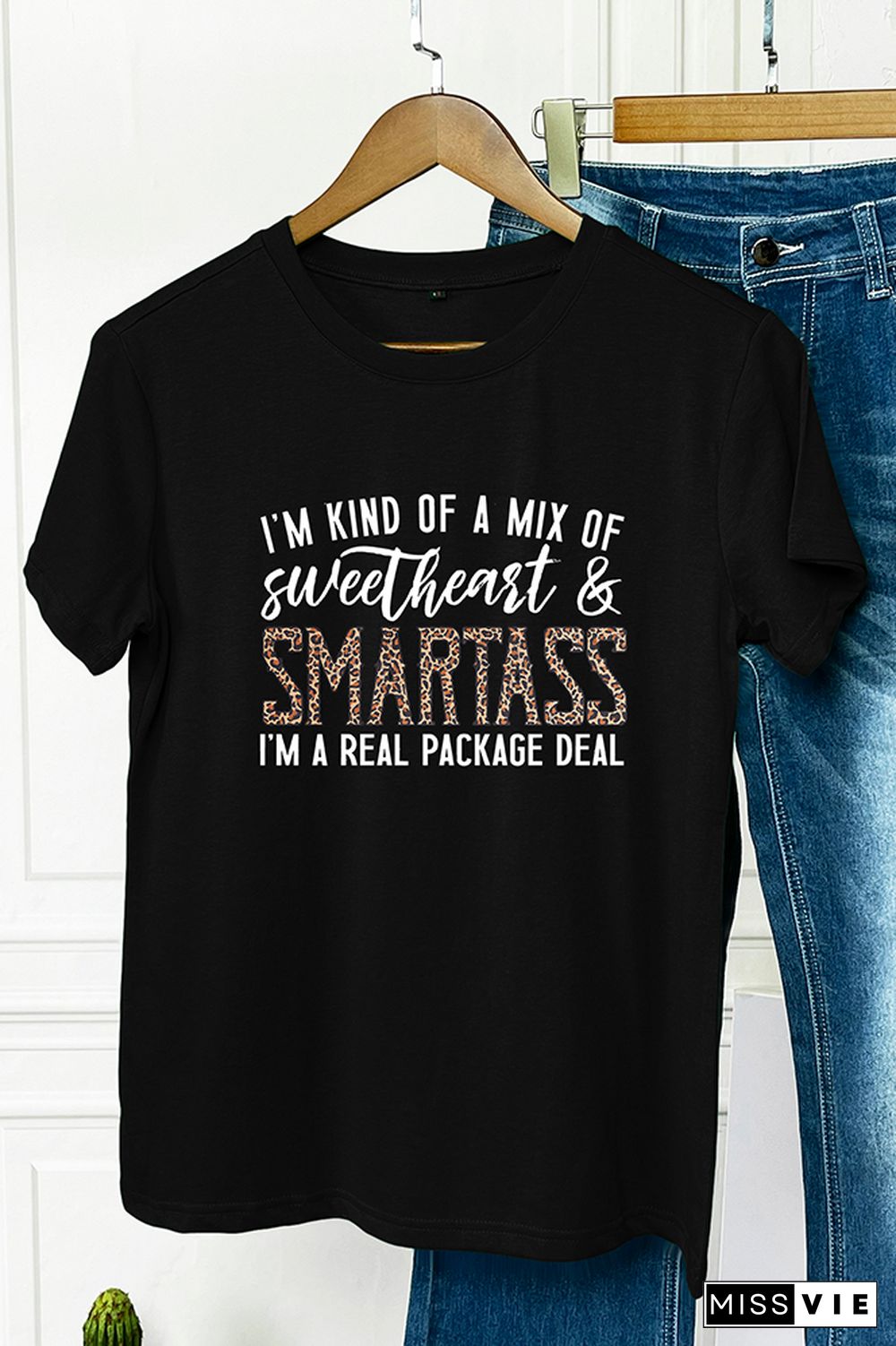 Sweetheart & Smartass Leopard Graphic Tee Wholesale