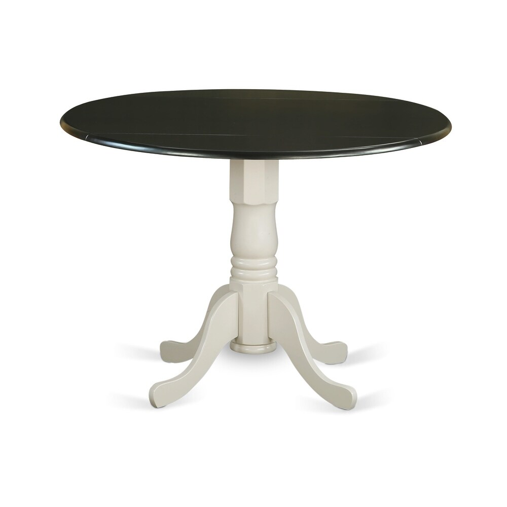 East West Furniture Dublin Dining Room Table   a Round kitchen Table Top with Dropleaf   Pedestal Base  Finish Options)