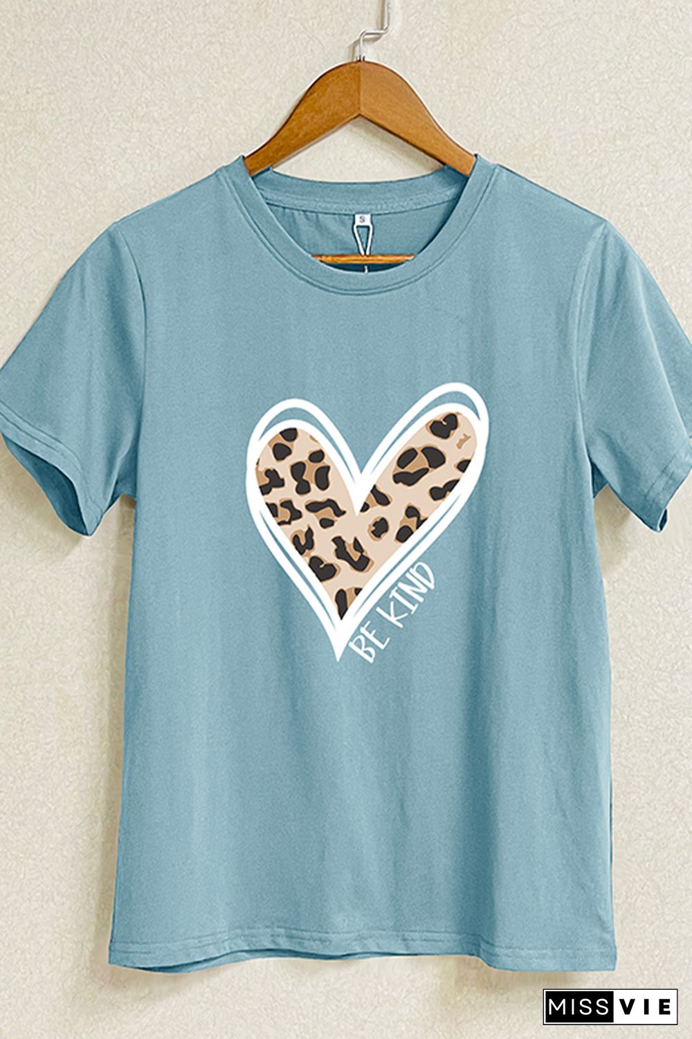 Be Kind Leopard Heart Short Sleeve Graphic Tee Wholesale