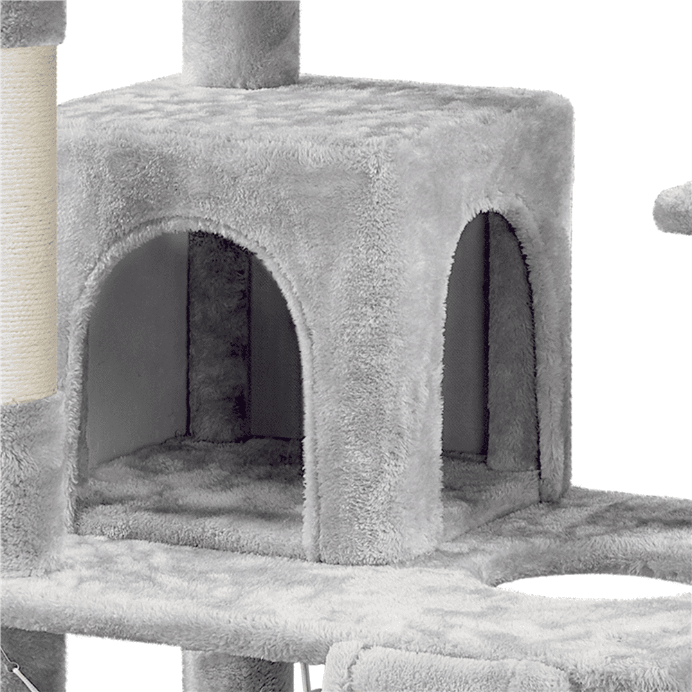 Easyfashion 60.5-inch Cat Tree Cat Tower With Condo， Light Gray