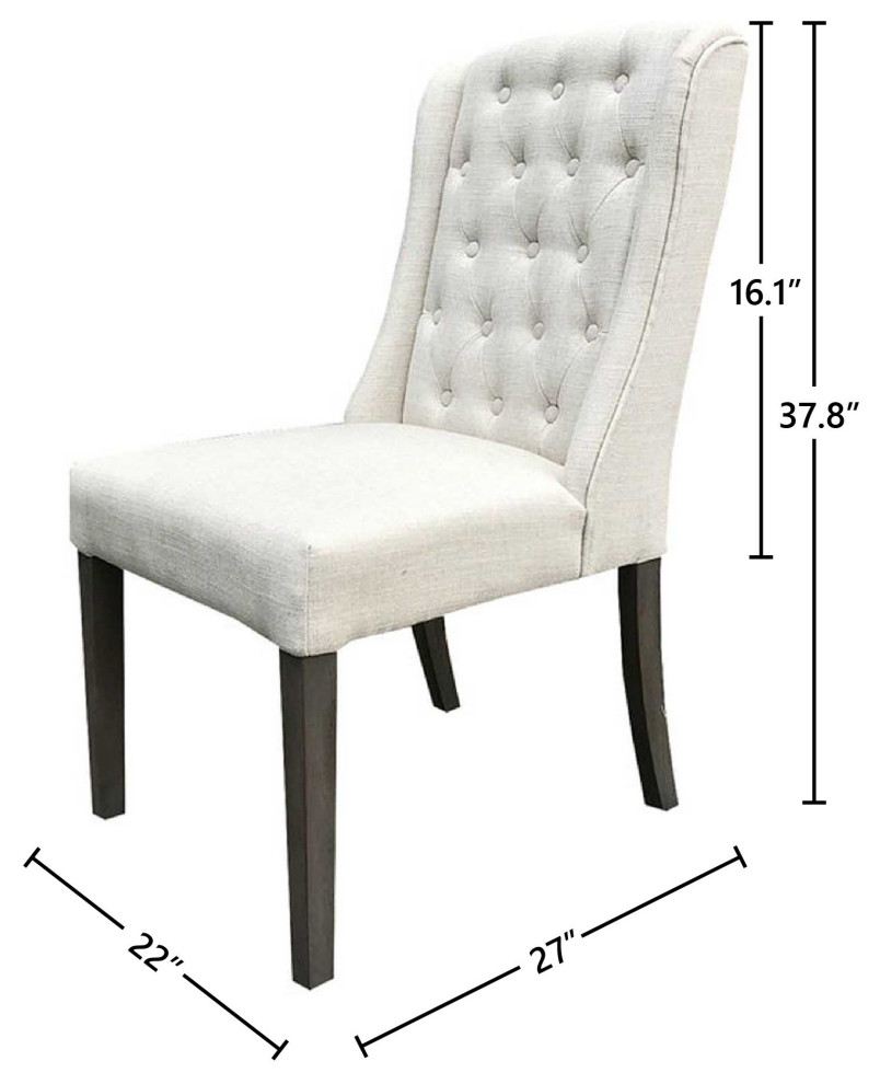 Monroe Transitional Tufted Side Dining Chairs  Linen  Set of 2   Transitional   Dining Chairs   by Bill Grace  Houzz