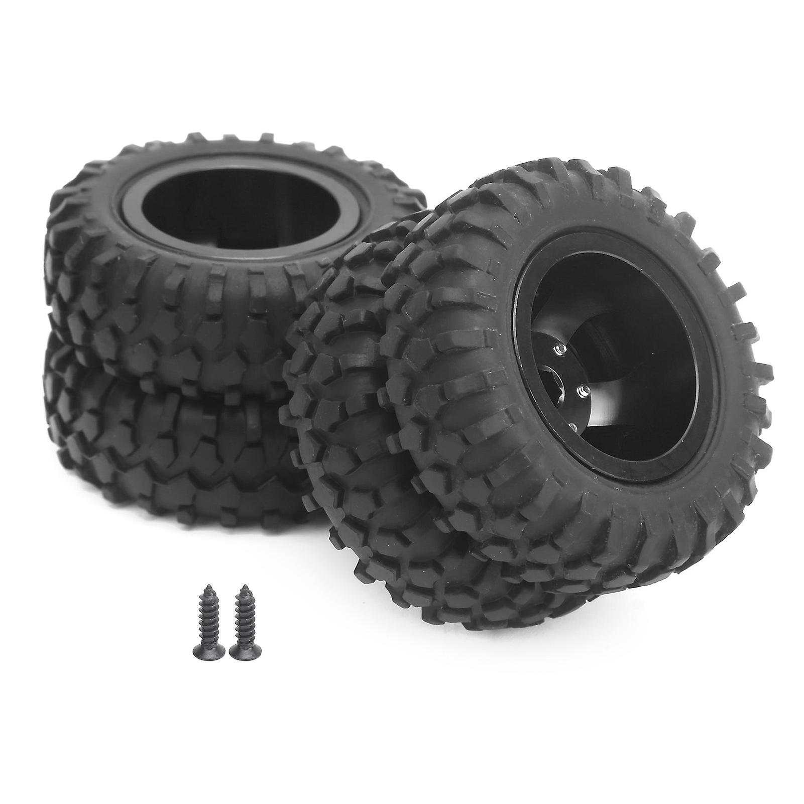 2pcs Rc Rear Twin Tire Wheel Tyre 55mm Dia Fit For Wpl D12 1/10 Remote Control Truckblack