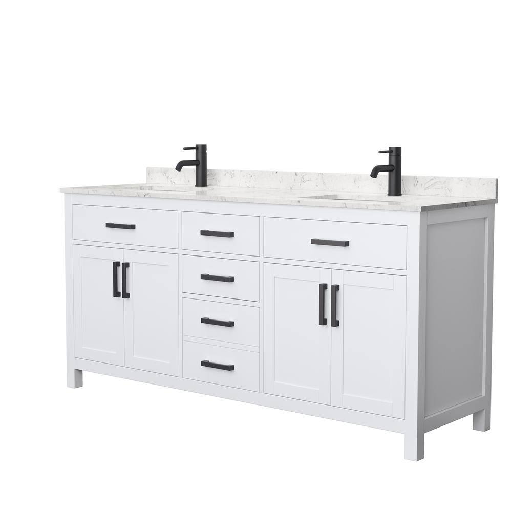 Wyndham Collection Beckett 72 in. W x 22 in. D x 35 in. H Double Sink Bath Vanity in White with Carrara Cultured Marble Top WCG242472DWBCCUNSMXX