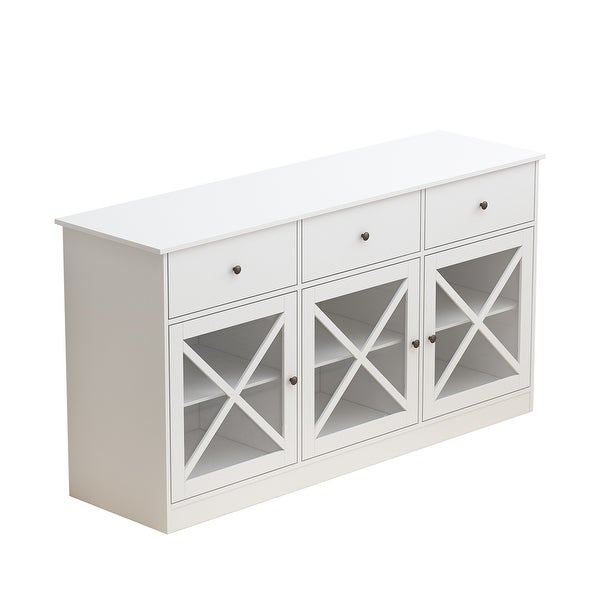 2-Tier Storage Console Cabinet Table With 2 Drawers