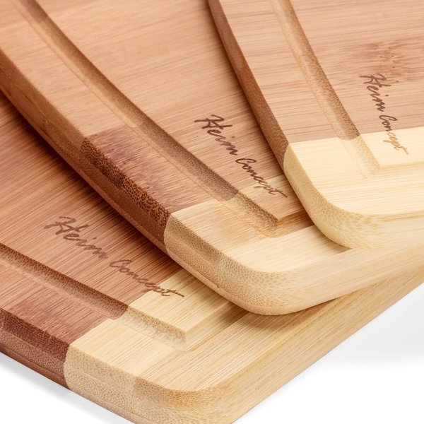 3-piece Cutting Board Set - Organic Bamboo Cutlery Chopping Board Set with Drip Groove