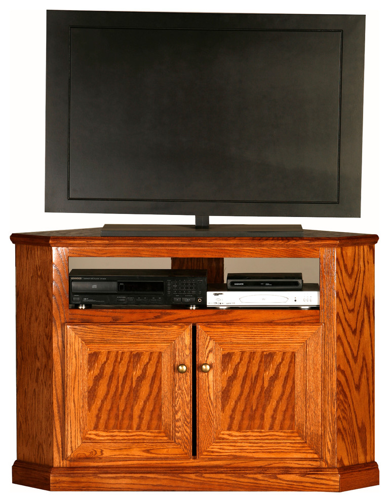 Classic Oak 46.25 quotTall Corner TV Cart   Transitional   Entertainment Centers And Tv Stands   by Eagle Furniture  Houzz