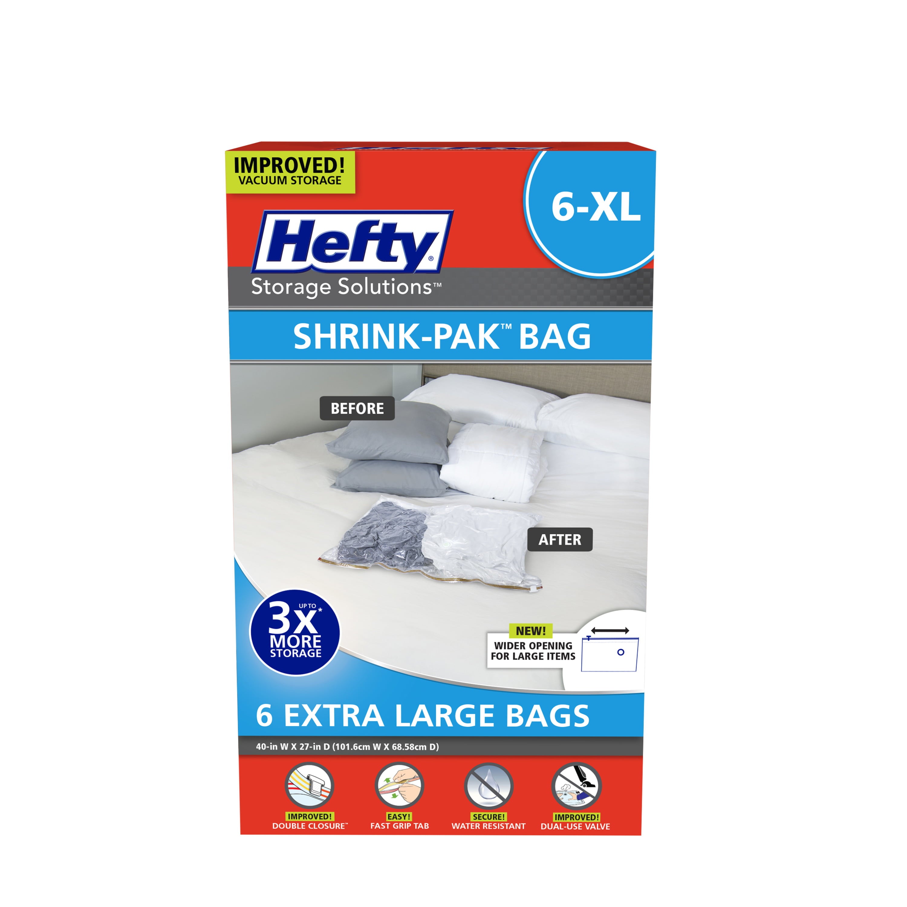 Hefty SHRINK-PAK 6 XL Bags with Long Zippers