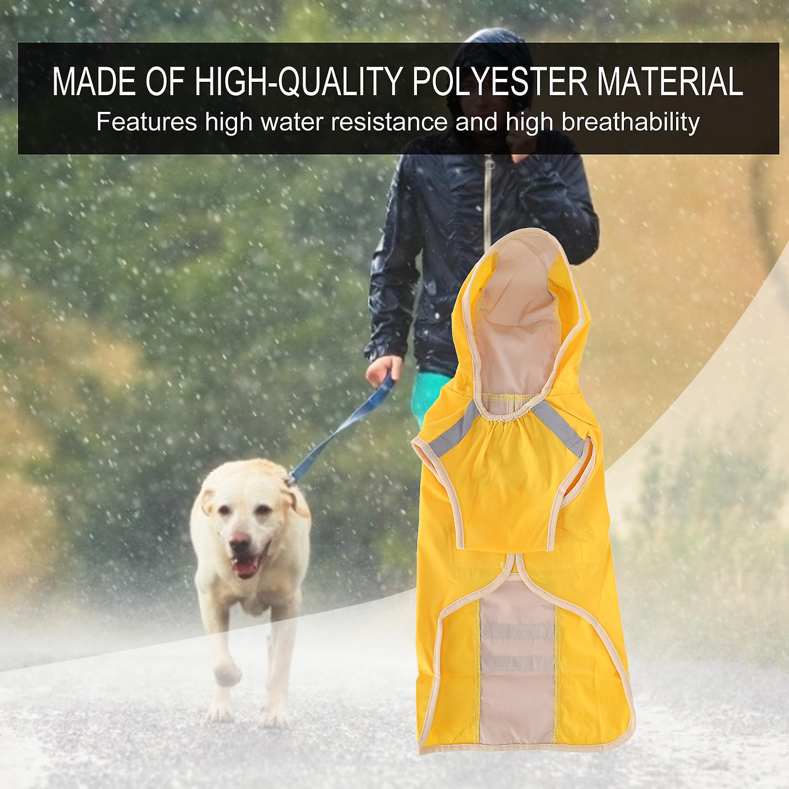 Dog Raincoat Waterproof Windproof Pet Rain Jacket With Safety Reflective Stripe Adjustable Dog Rainwear For Wet Rain Weather[large-yellow]