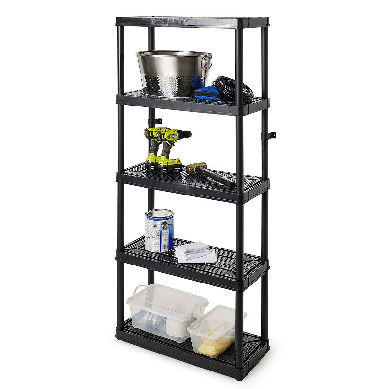 Gracious Living 5 Shelf Fixed Height Ventilated Medium Duty Storage Unit， Black