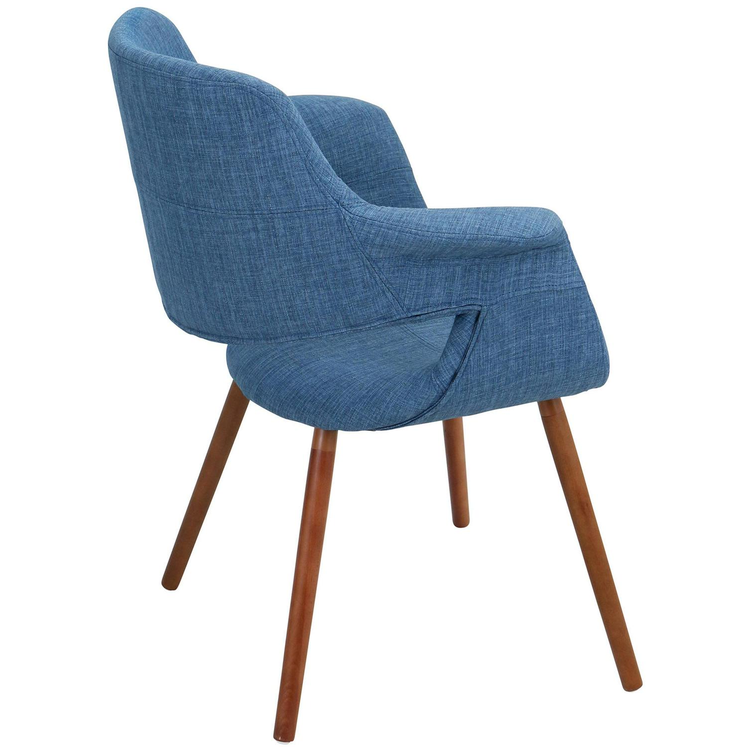 Vintage Flair Mid-Century Modern Chair in Walnut and Blue by LumiSource