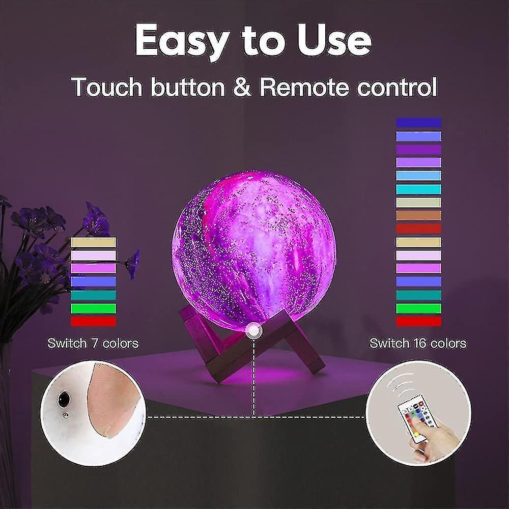 Liangnv Moon Lamp Galaxy Lamp 5.9 Inch 16 Colors Led 3d Moon Light， Remote and Touch Control Lava Lamp