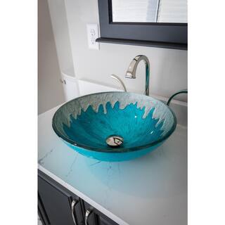 Eden Bath Blue Ice Glass Vessel Sink in Multi Colors EB_GS33