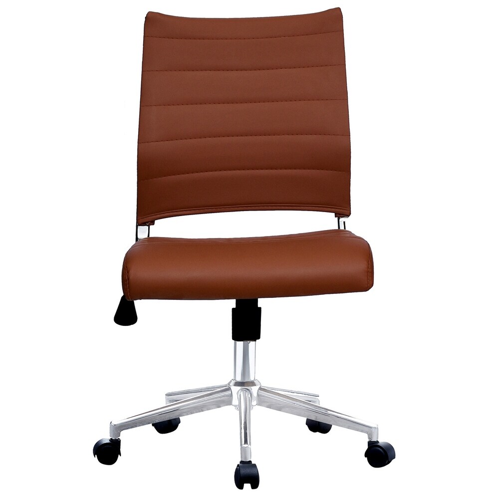 Ergonomic Executive Mid back PU Leather Office Chair Armless Side No Arms Tilt With Wheels Padded Seat Cushion