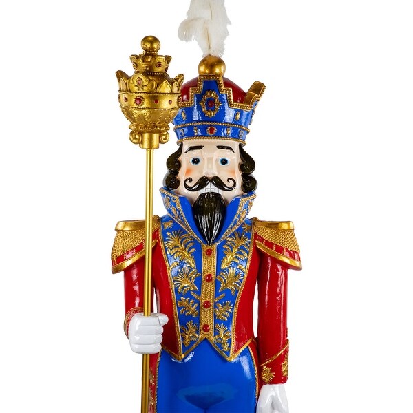 Standing Commercial Christmas Nutcracker Soldier Scepter 6.5' Red Blue