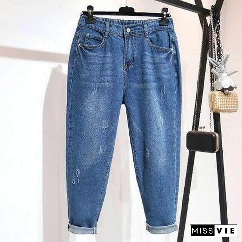 Boyfriend Jeans For Women High Waist   Loose Plus Size  Streetwear Female Denim Harem Pants 5XL