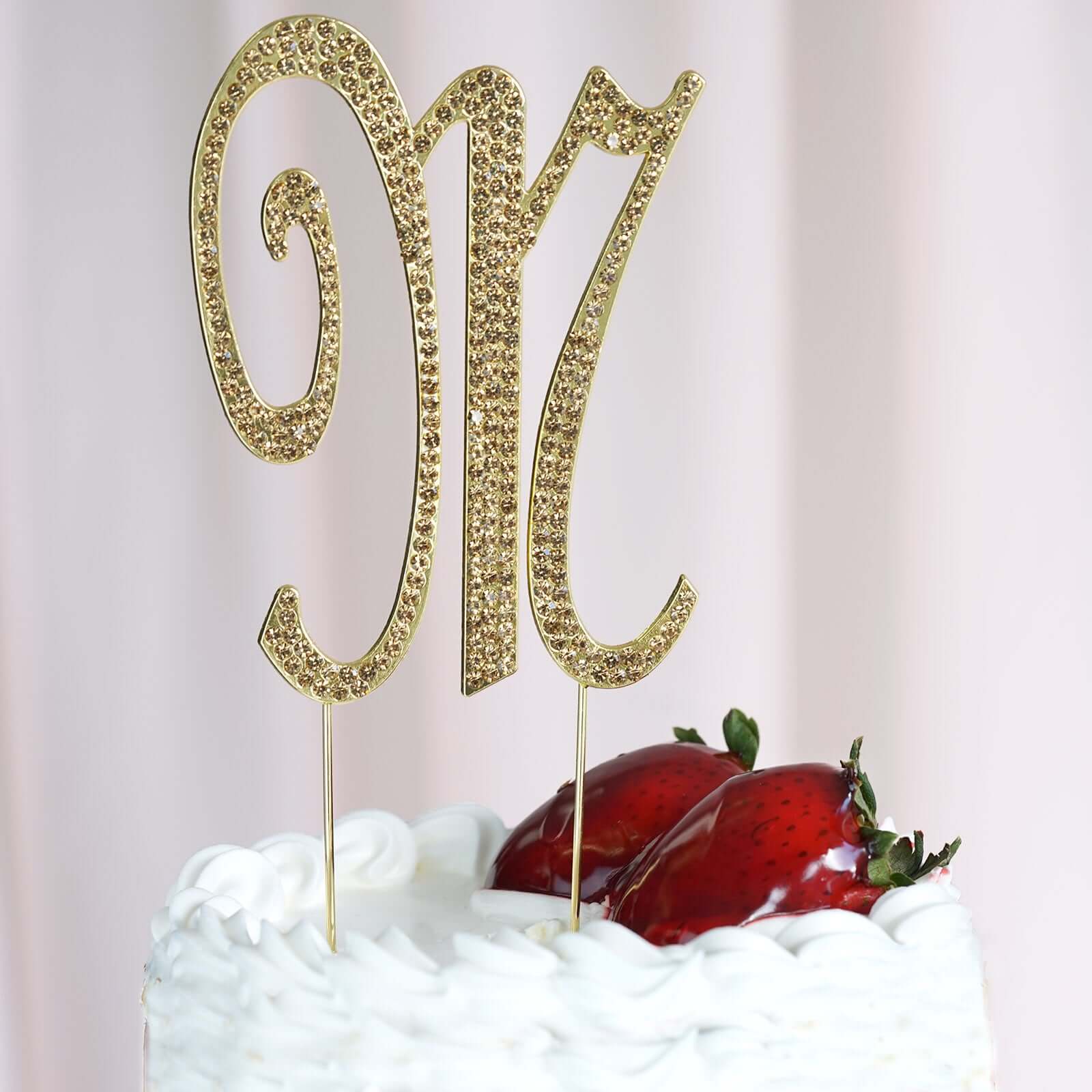 Gold Rhinestone Monogram Letter and Number Cake Toppers 4.5