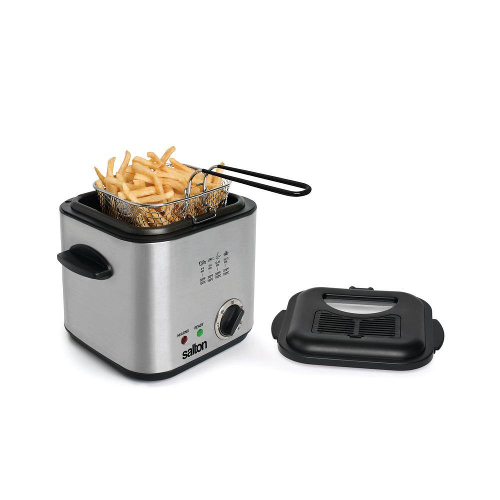 Salton 1 qt. Stainless Steel Compact Easy Clean Deep Fryer with Adjustable Temperature Control DF1539