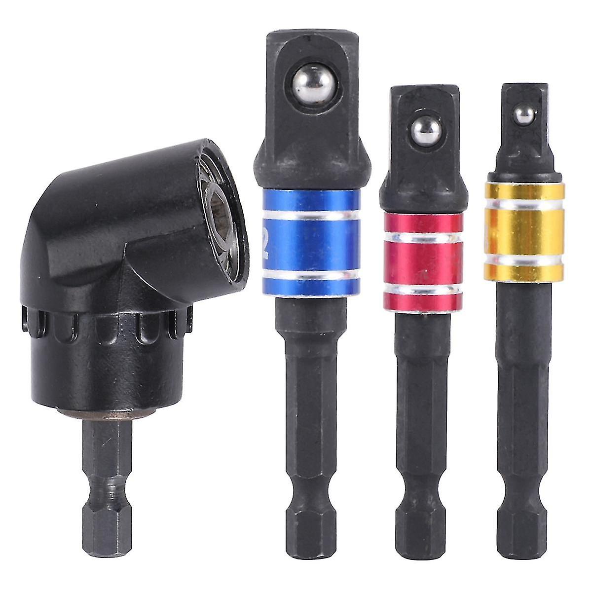 Impact Grade Driver Sockets Adapter Extension Set Drill Bit Right Angle Drill， 3pcs Socket Adapter