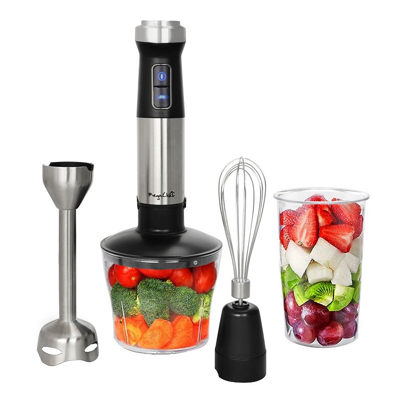 MegaChef 4-in-1 Immersion Hand Blender with Speed Control