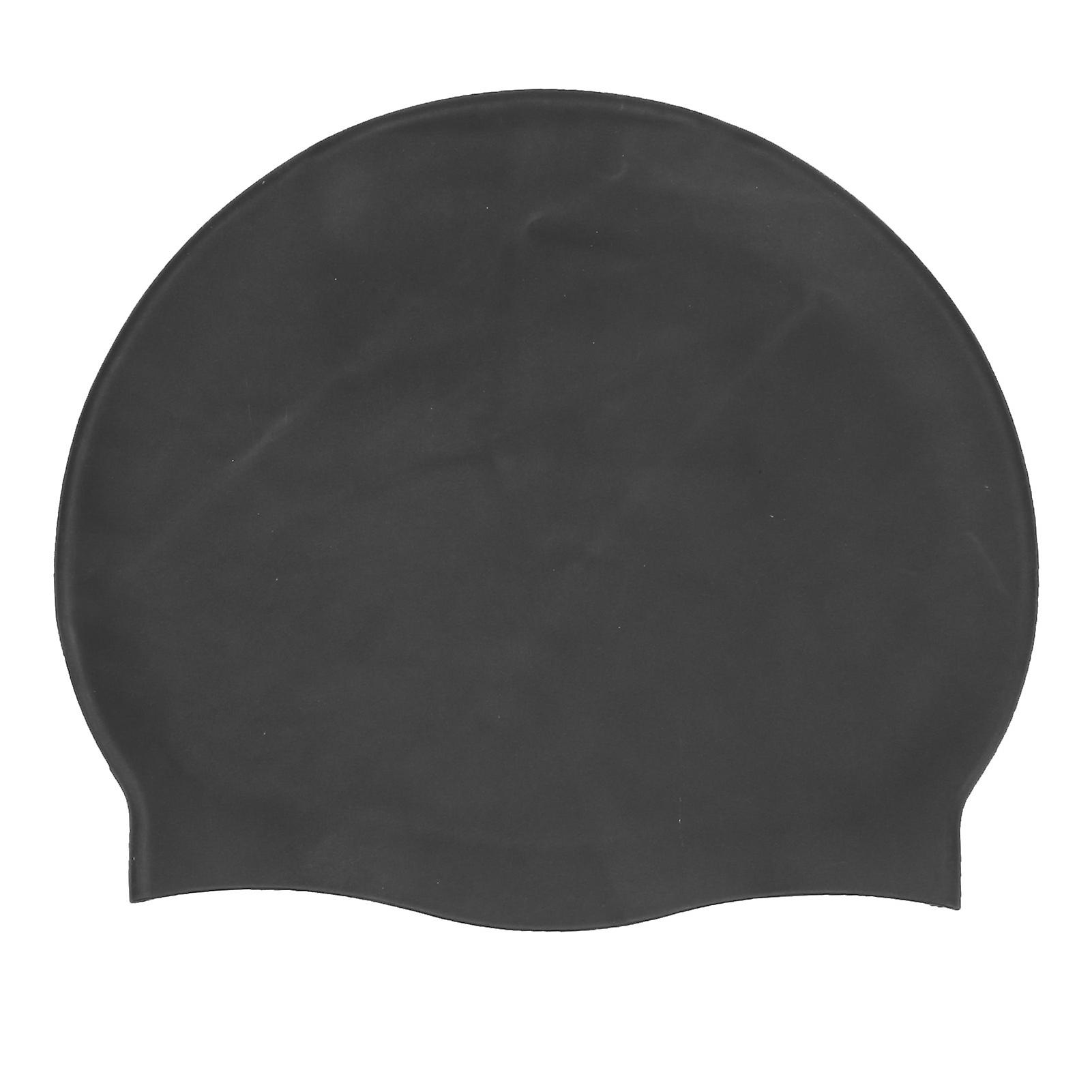 Waterproof Swimming Cap High Elasticity Silicone Swimming Hats Protect Ears For Adultsblack